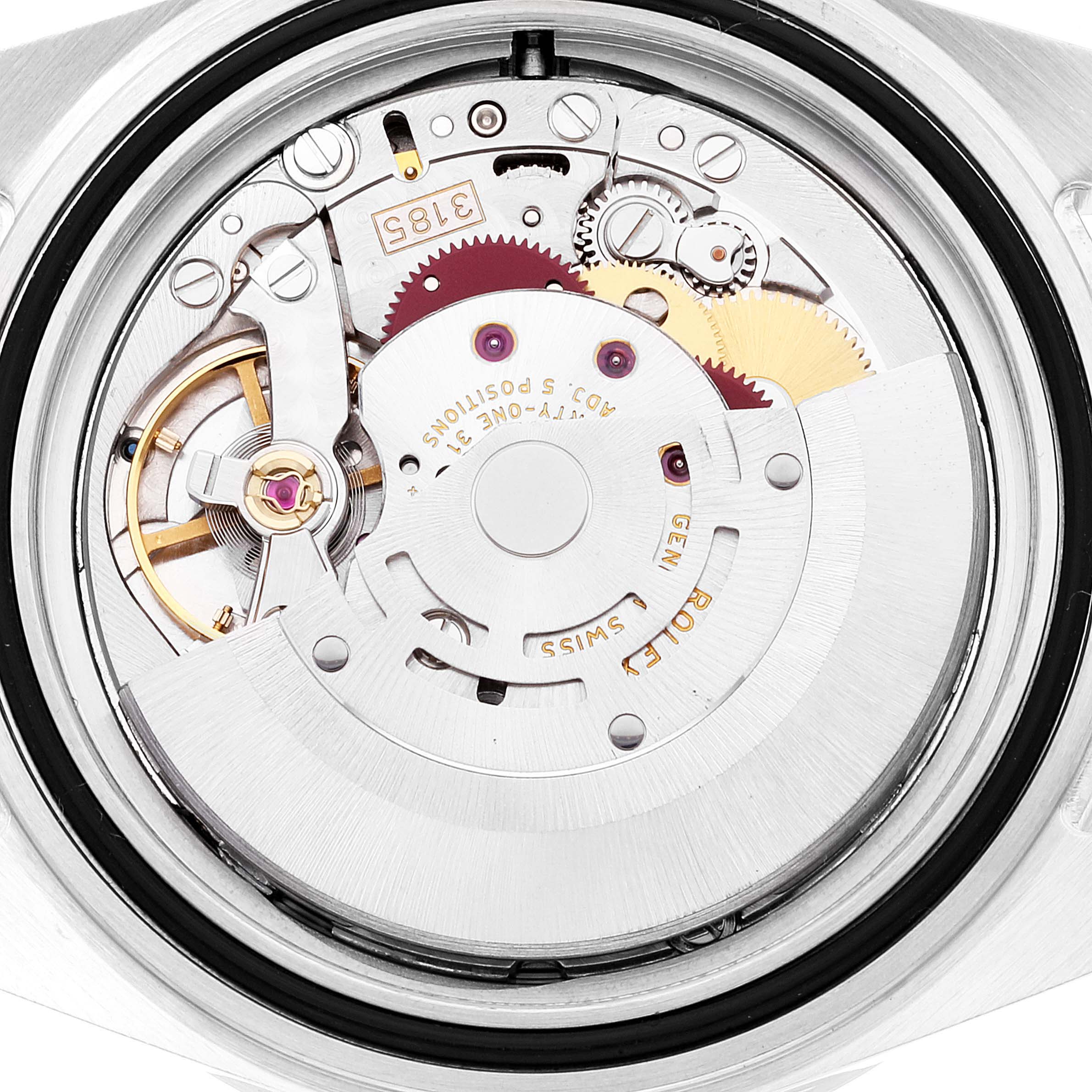 This image shows the internal movement mechanism of a Rolex Explorer 16570 Men
s Stainless Steel Black Dial 16570 Men
s Stainless Steel Black Dial watch from a top-down angle.