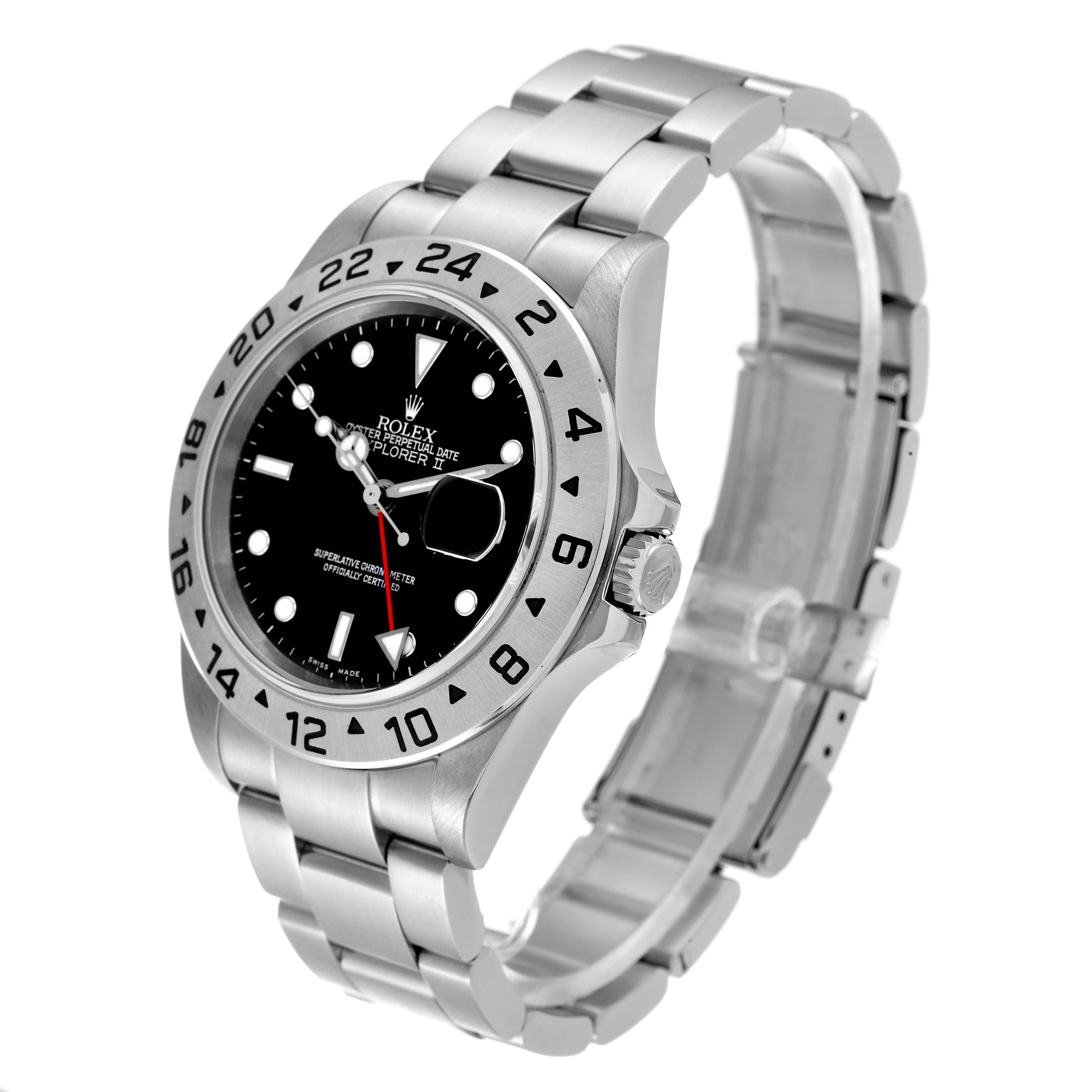 The Rolex Explorer 16570 Men
s Stainless Steel Black Dial 16570 Men
s Stainless Steel Black Dial watch is shown at a three-quarter angle, displaying the dial, bezel, case, and bracelet.