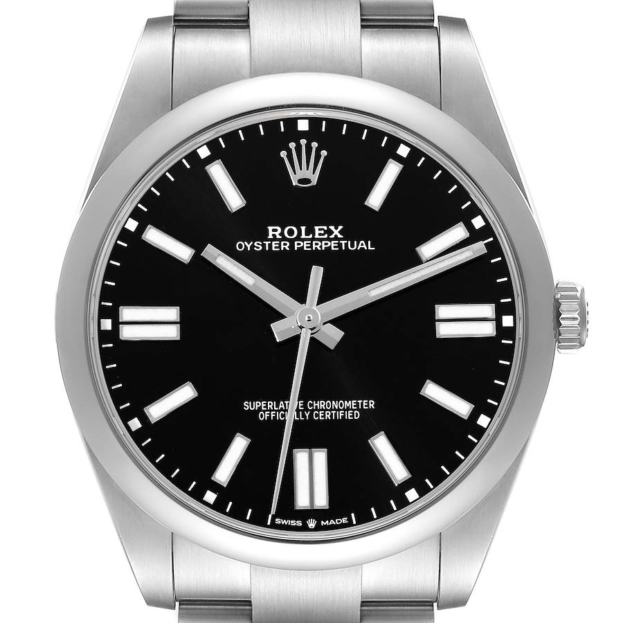 Rolex Oyster Perpetual 41mm Black Dial Steel Mens Watch 124300 Box Card SwissWatchExpo