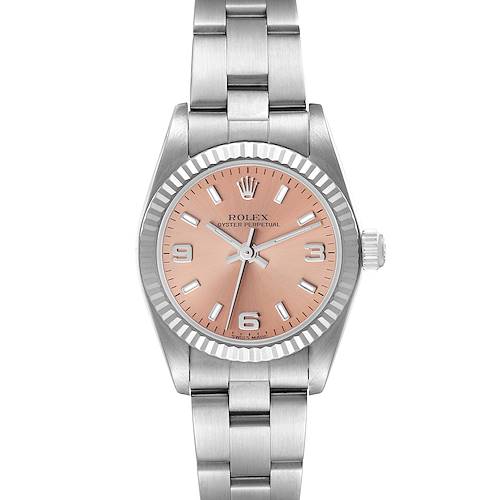 Photo of Rolex Oyster Perpetual Salmon Dial Steel White Gold Ladies Watch 76094