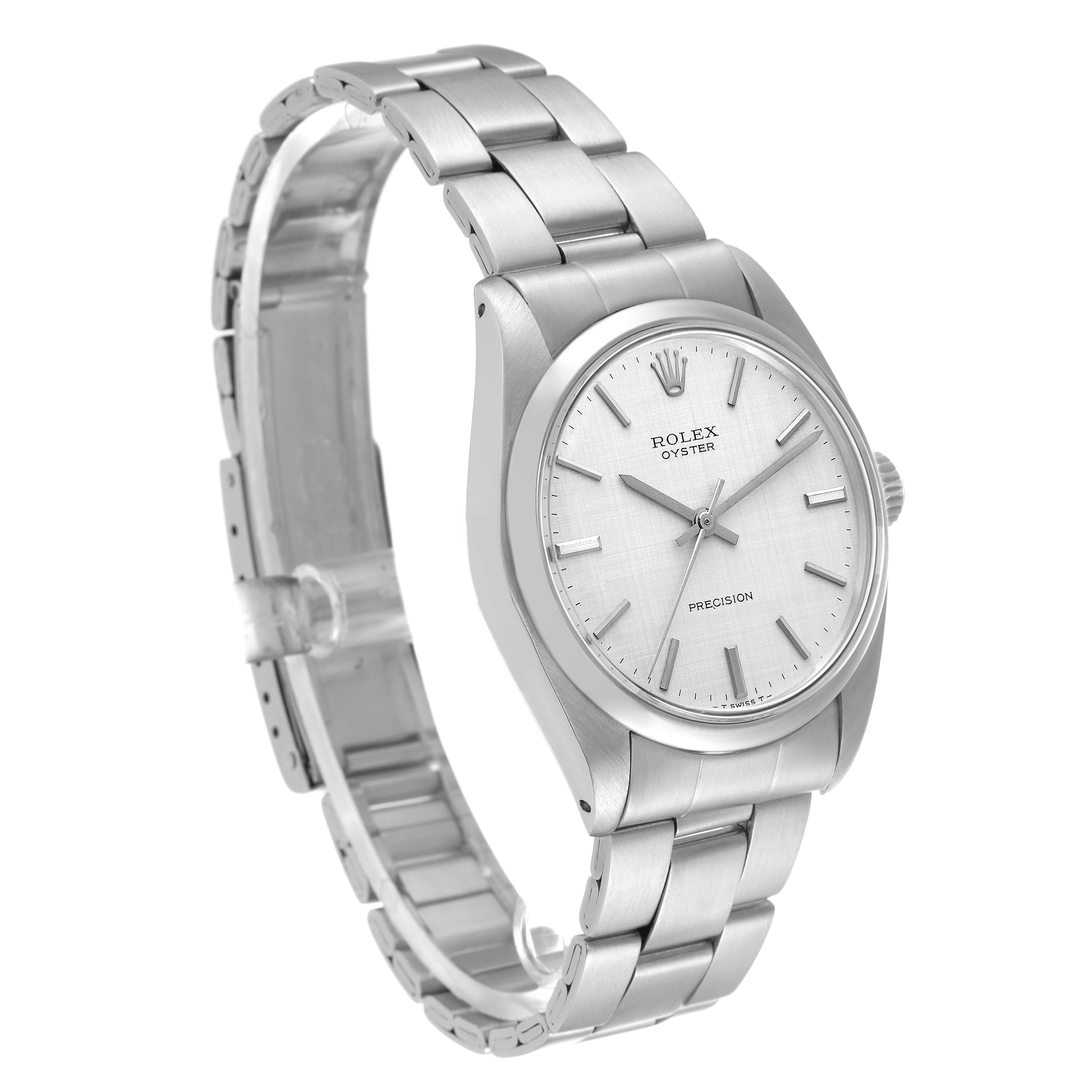 This image shows a Rolex Vintage Collection 6426 Men's Stainless Steel Silver Dial 6426 Men's Stainless Steel Silver Dial watch at a slight angle, highlighting the face, bezel, crown, and bracelet.