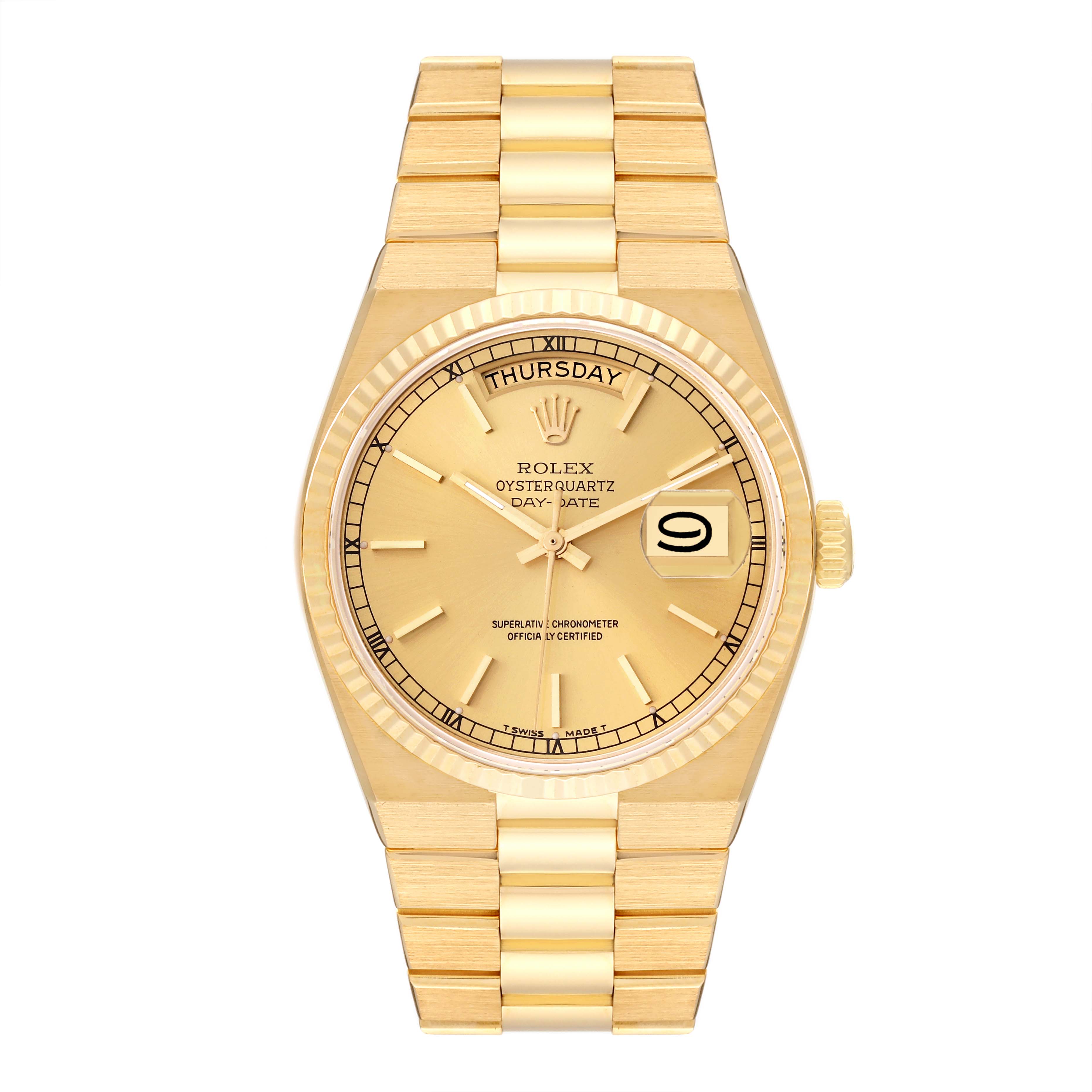 Rolex Oysterquartz President Day-Date Yellow Gold Mens Watch 19018 ...