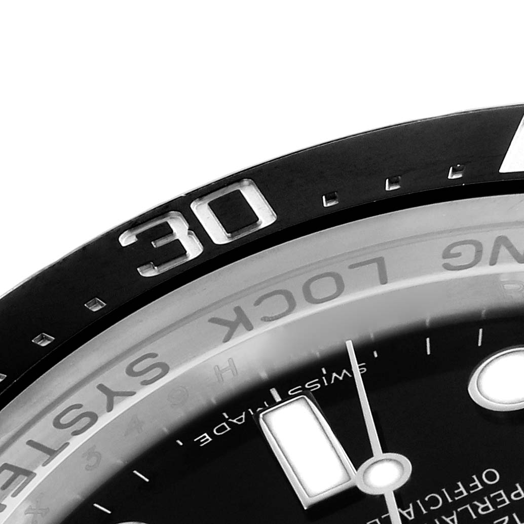 The image shows a close-up of the bezel and part of the dial of the Rolex Sea-Dweller 116660 Men's Stainless Steel Black Dial 116660 Men's Stainless Steel Black Dial, focusing on the "30" marker and text detail.