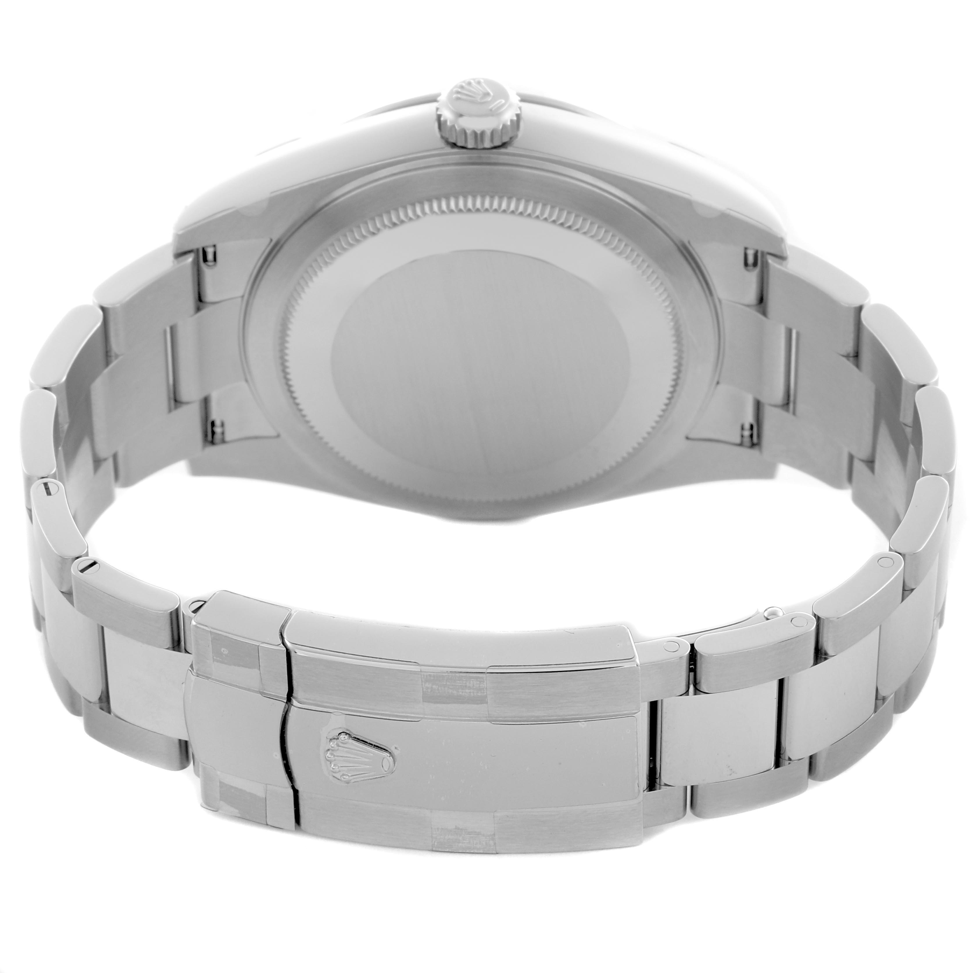 The image shows the back and bracelet of the Rolex Sky-Dweller 336934 Men's Stainless Steel Green Dial 336934 Men's Stainless Steel Green Dial, highlighting the clasp and case back.