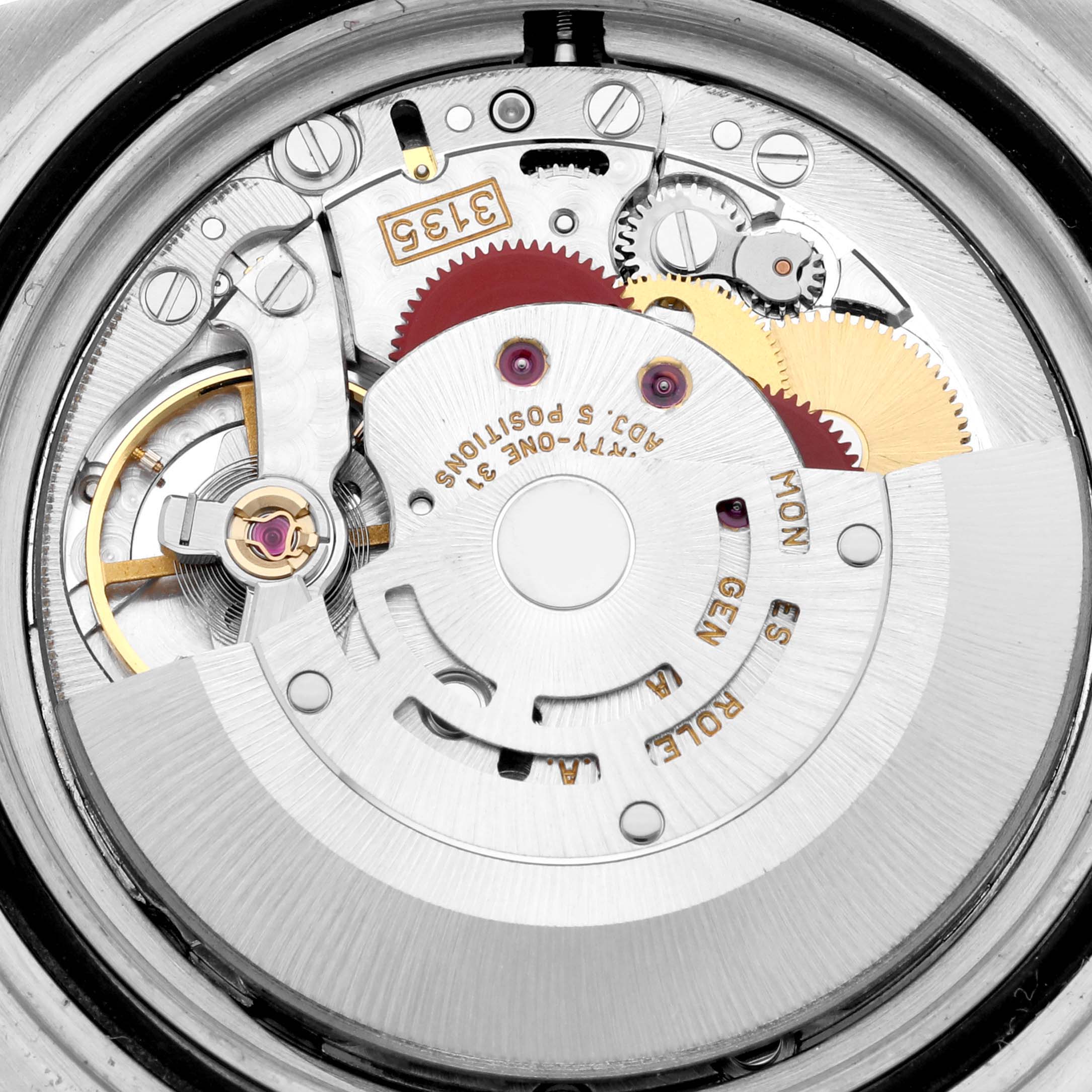 This image shows the intricate internal mechanism of a Rolex Submariner 16610 Men's Stainless Steel Black Dial 16610 Men's Stainless Steel Black Dial watch, viewed from the back.