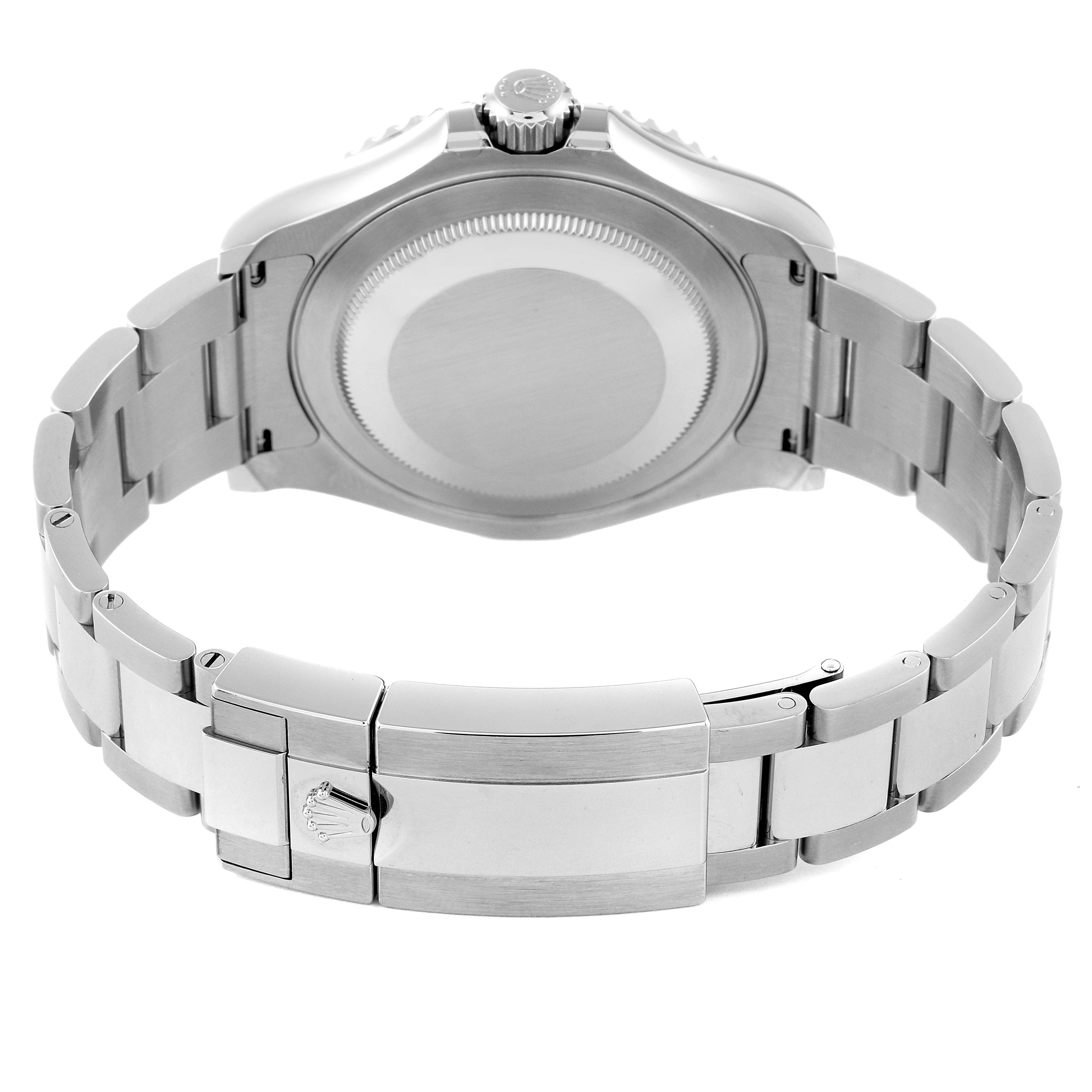 The image shows the back case and bracelet of the Rolex Yacht-Master 126622 Men
s Stainless Steel Blue Dial 126622 Men
s Stainless Steel Blue Dial watch, focusing on the clasp and links.