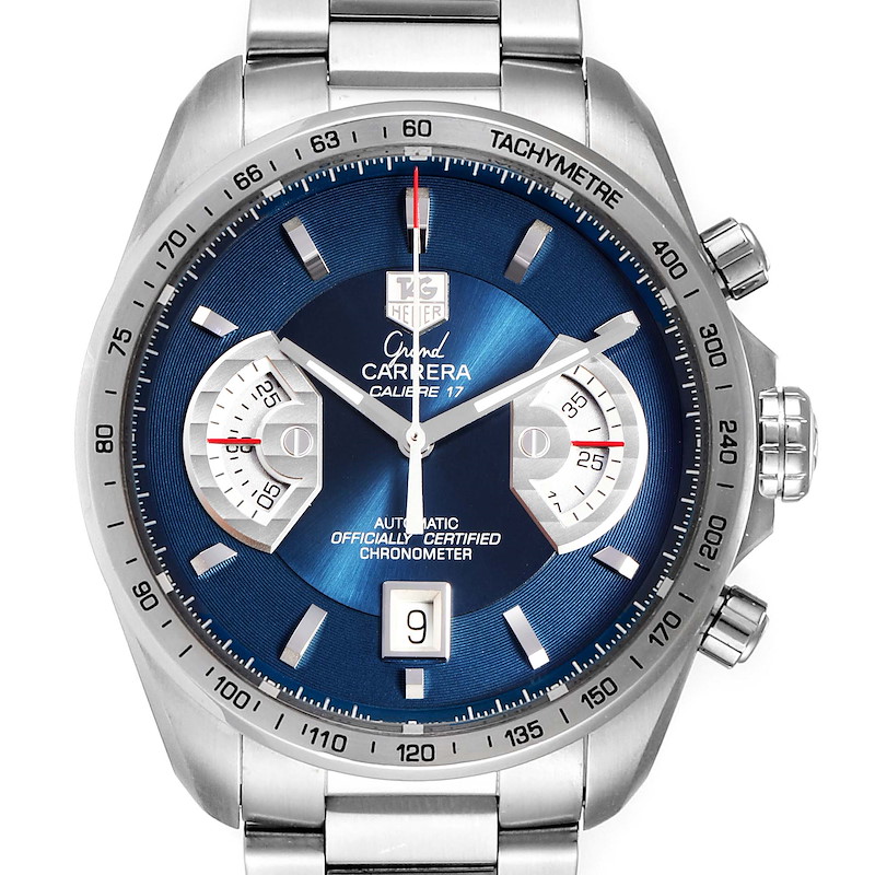 Tag Heuer Grand Carrera Blue Dial Limited Edition Watch CAV511F Box Card SwissWatchExpo