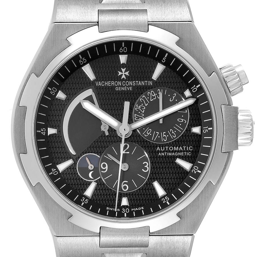 Vacheron Constantin Overseas Dual Time Steel Mens Watch 47450 Box Papers SwissWatchExpo
