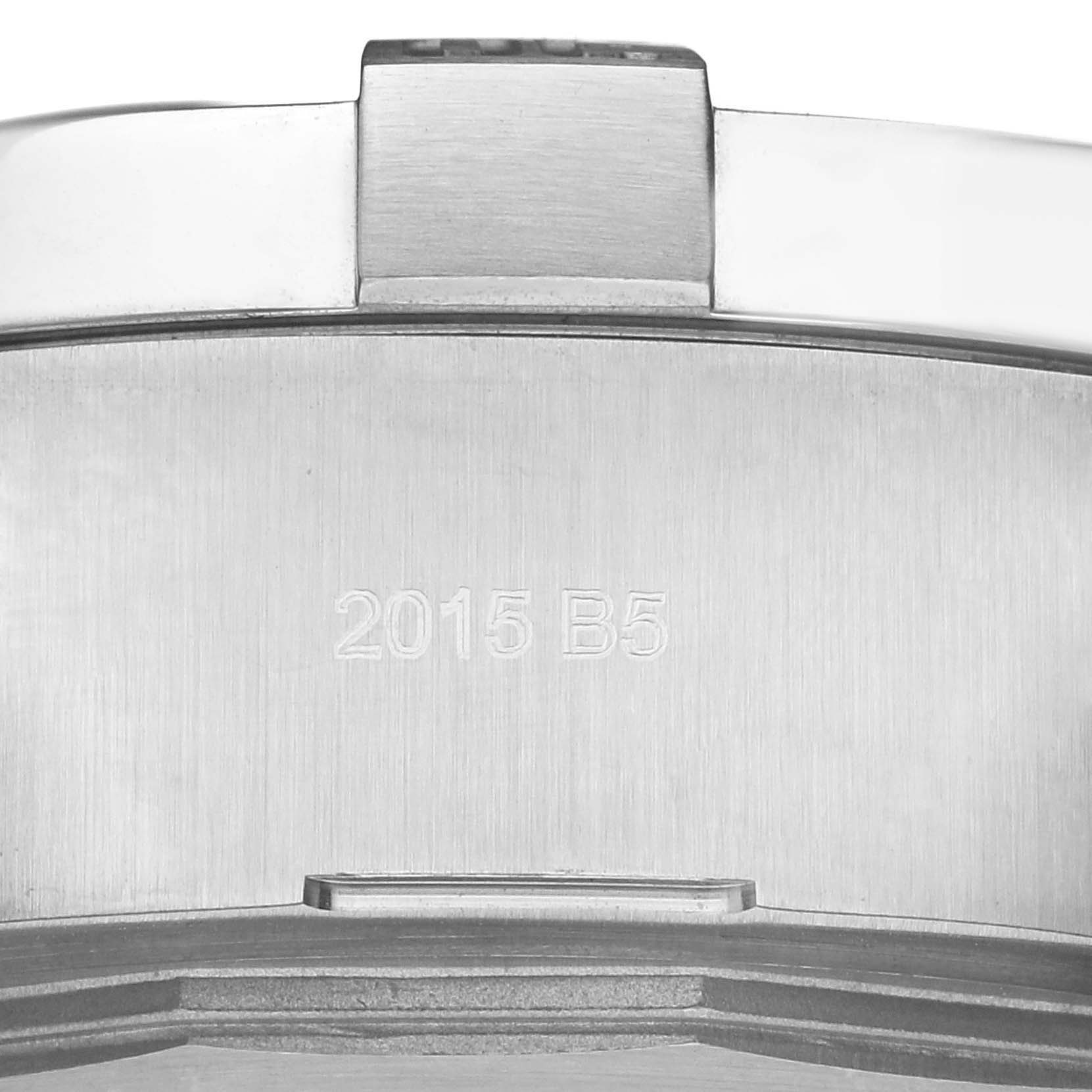 The image shows the case back and partial part of the bezel of a Breitling Avenger A17331 Men's Stainless Steel Black Dial A17331 Men's Stainless Steel Black Dial watch.