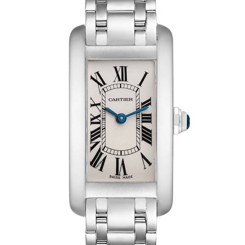 Photo of Cartier Tank Americaine Silver Dial White Gold Ladies Watch W26019L1 Box Papers