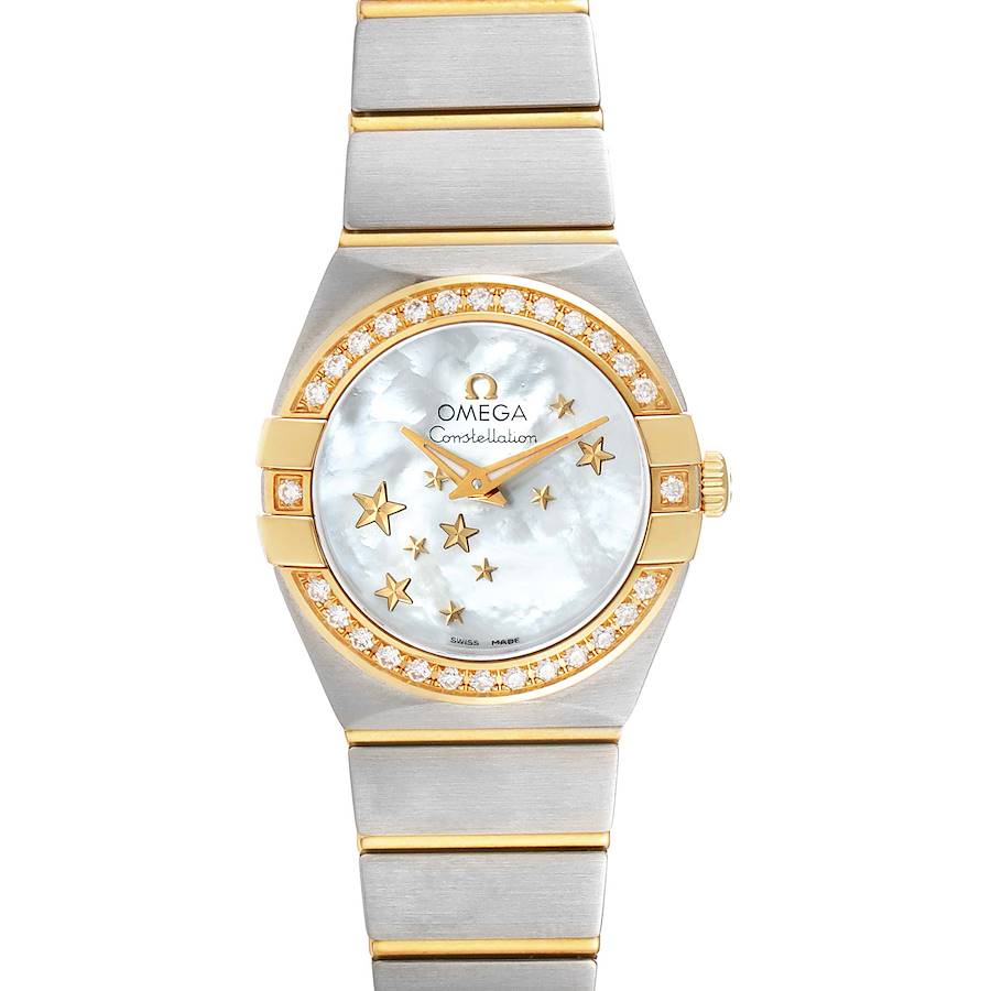 Omega Constellation Steel Yellow Gold Diamond Ladies Watch 123.25.24.60.05.001 Box Card SwissWatchExpo
