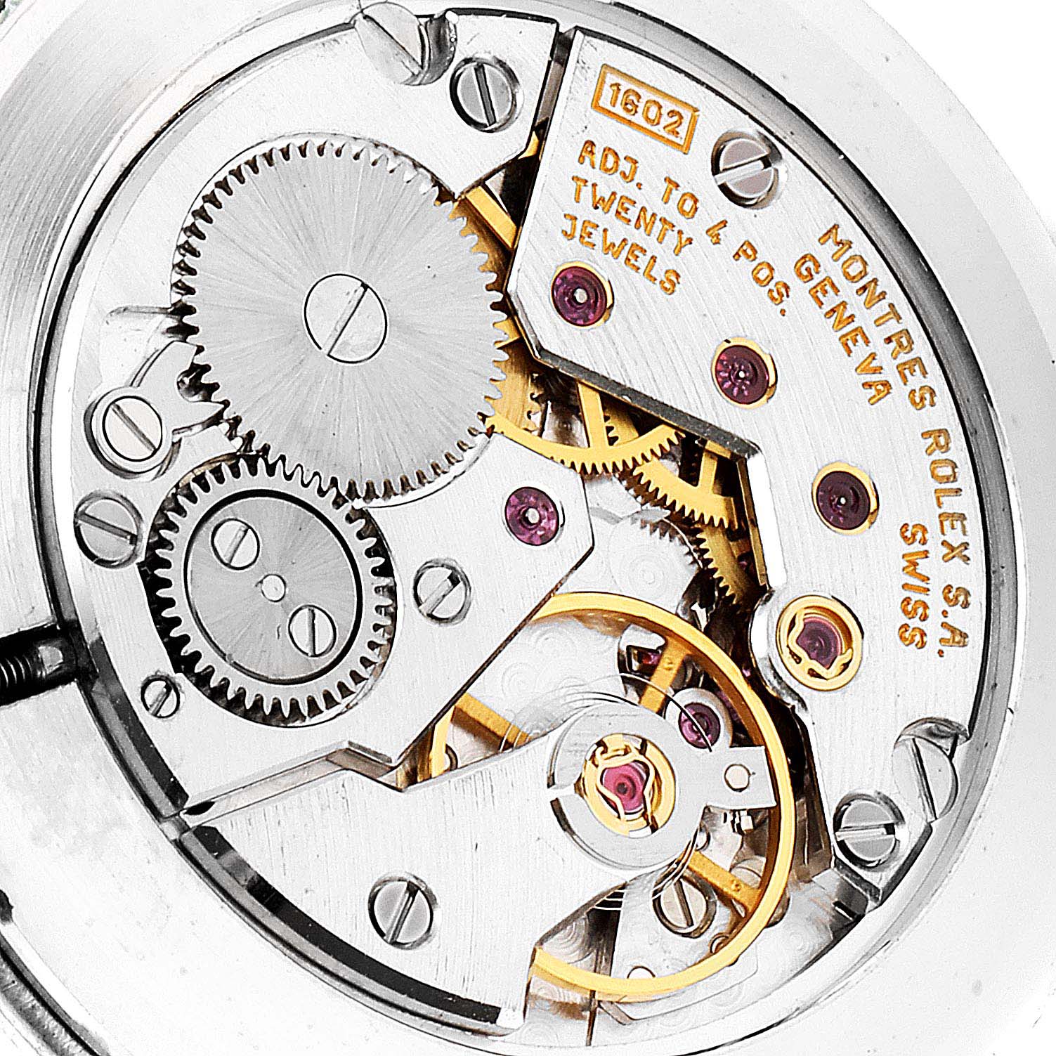 This image shows the detailed movement mechanism of the Rolex Cellini 5112 Men's Yellow Gold Beige Dial 5112 Men's Yellow Gold Beige Dial model watch.
