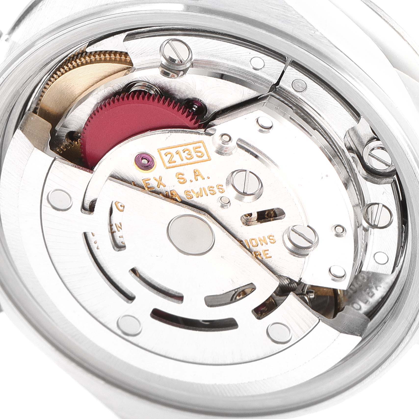 This image shows the internal movement mechanism of a Rolex Datejust 69174 Women
s Stainless Steel White Dial 69174 Women
s Stainless Steel White Dial watch.