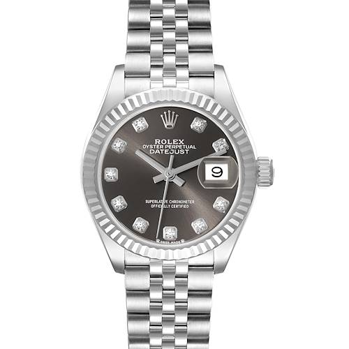 Photo of Rolex Datejust 28 Steel White Gold Diamond Dial Ladies Watch 279174 Box Card