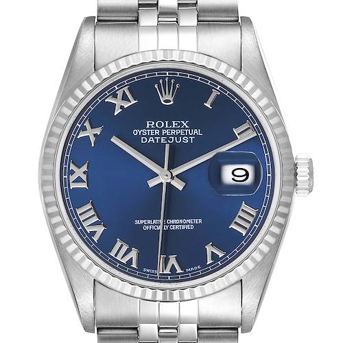 Photo of Rolex Datejust 36 Steel White Gold Blue Dial Mens Watch 16234