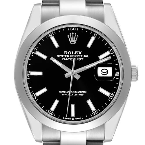 Photo of Rolex Datejust 41 Black Dial Smooth Bezel Steel Mens Watch 126300