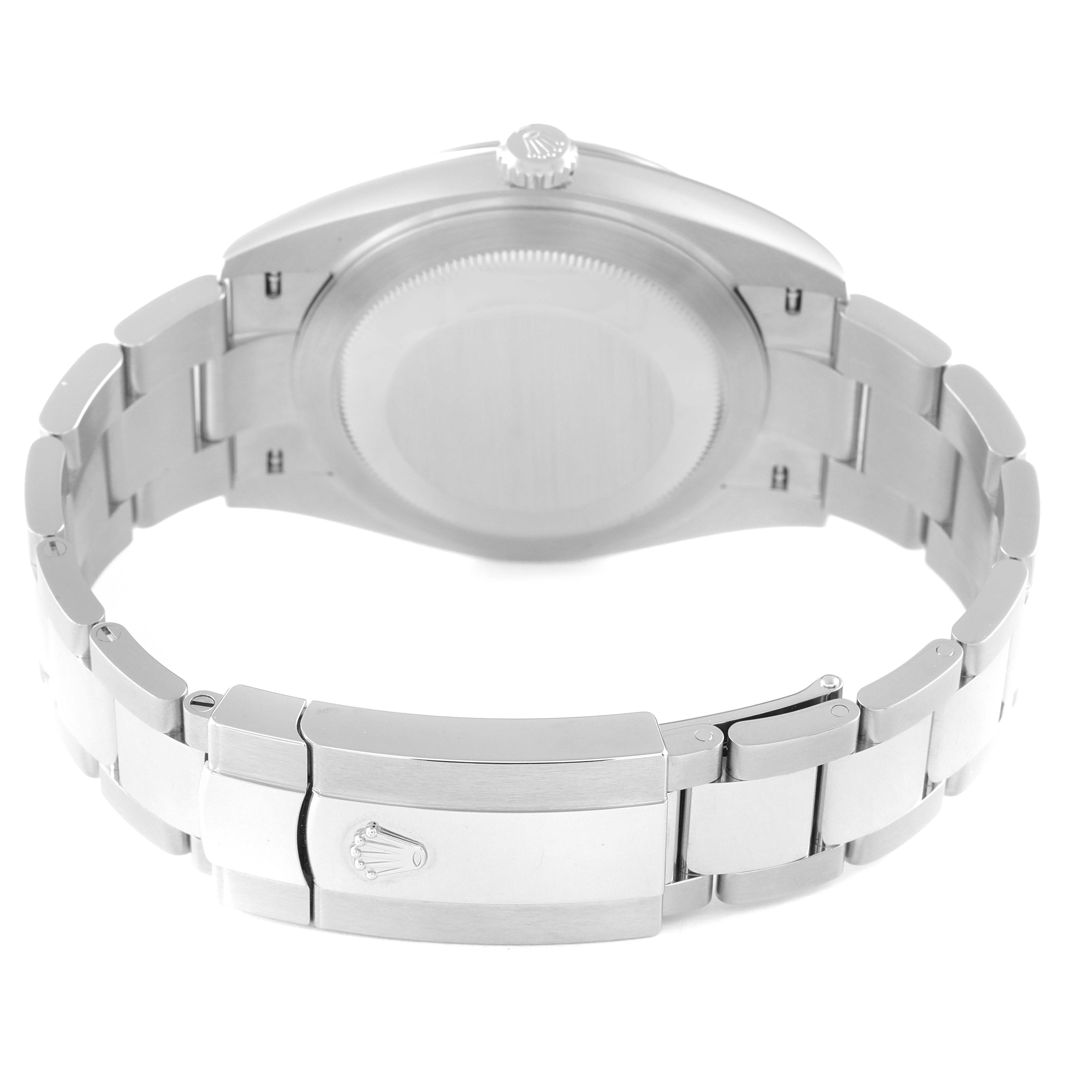 The image shows the back view of a Rolex Datejust 41 126334 Men's Stainless Steel Blue Dial 126334 Men's Stainless Steel Blue Dial watch, highlighting the bracelet and clasp.