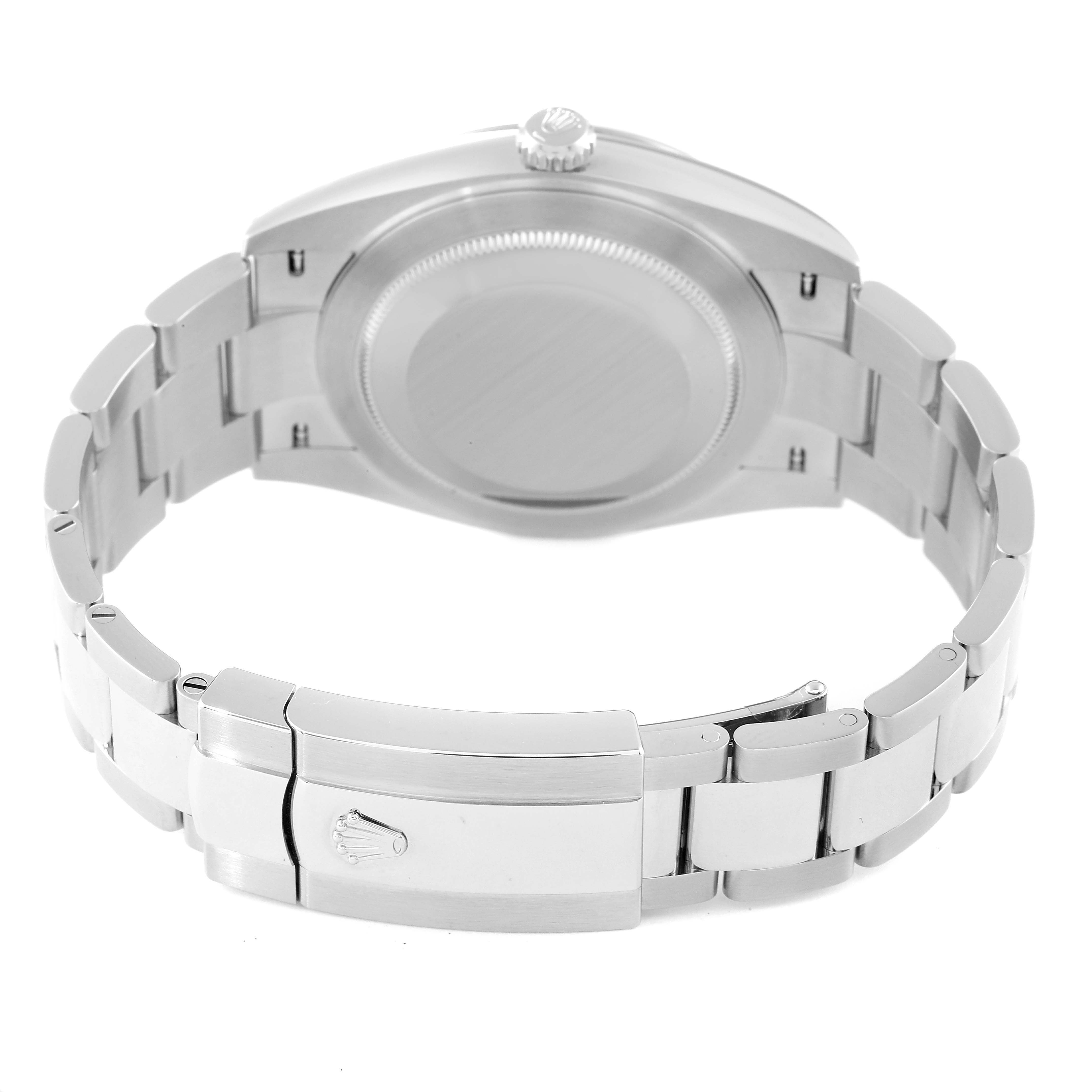 This image shows the back and bracelet clasp of a Rolex Datejust 41 126334 Men's Stainless Steel Blue Dial 126334 Men's Stainless Steel Blue Dial watch.