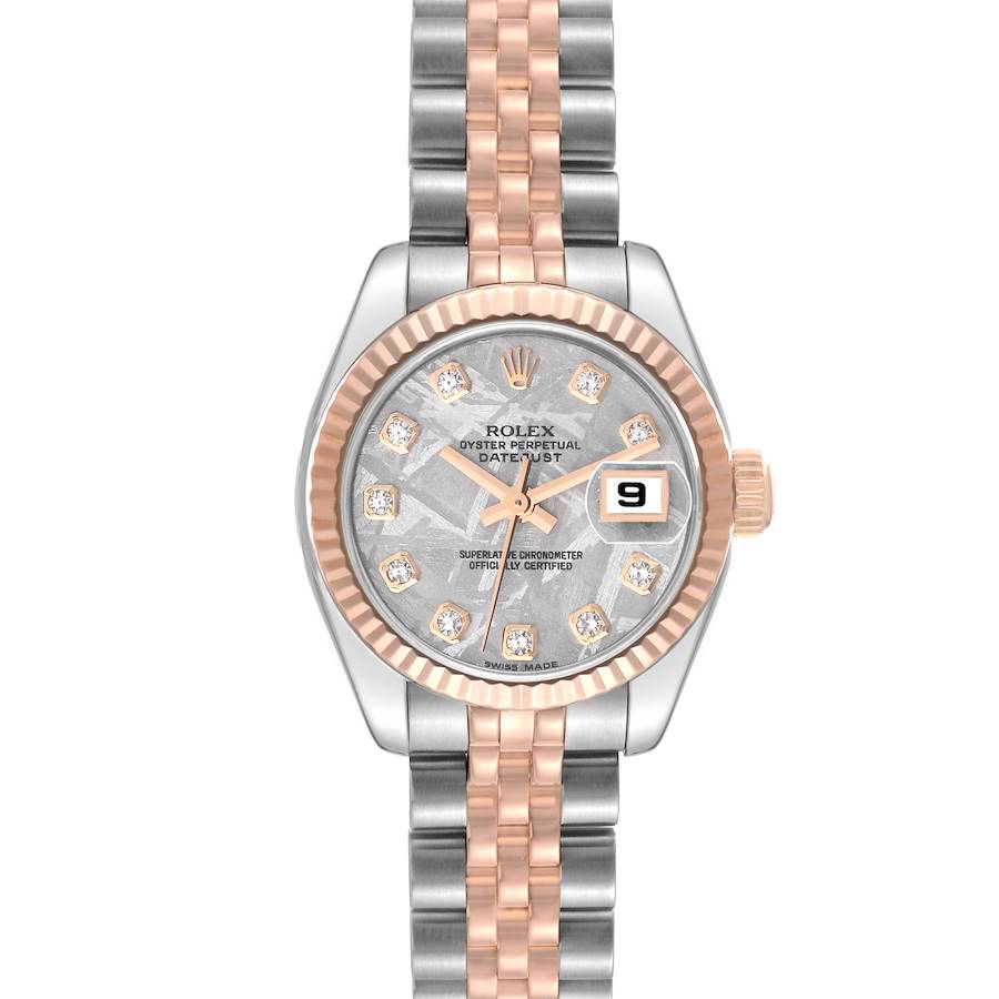 Rolex Datejust Steel Rose Gold Meteorite Diamond Ladies Watch 179171 SwissWatchExpo
