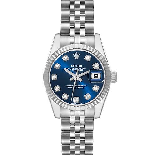 Photo of Rolex Datejust Steel White Gold Blue Diamond Dial Ladies Watch 179174