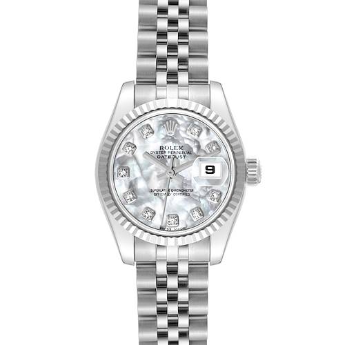 Photo of Rolex Datejust Steel White Gold Mother of Pearl Diamond Dial Ladies Watch 179174