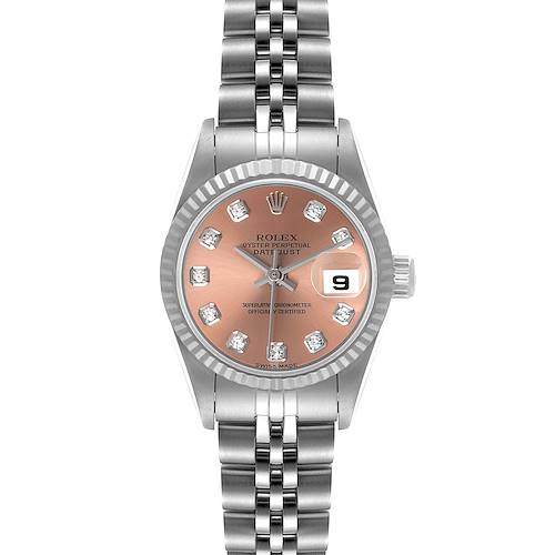 Photo of Rolex Datejust Steel White Gold Salmon Diamond Dial Ladies Watch 79174 Papers