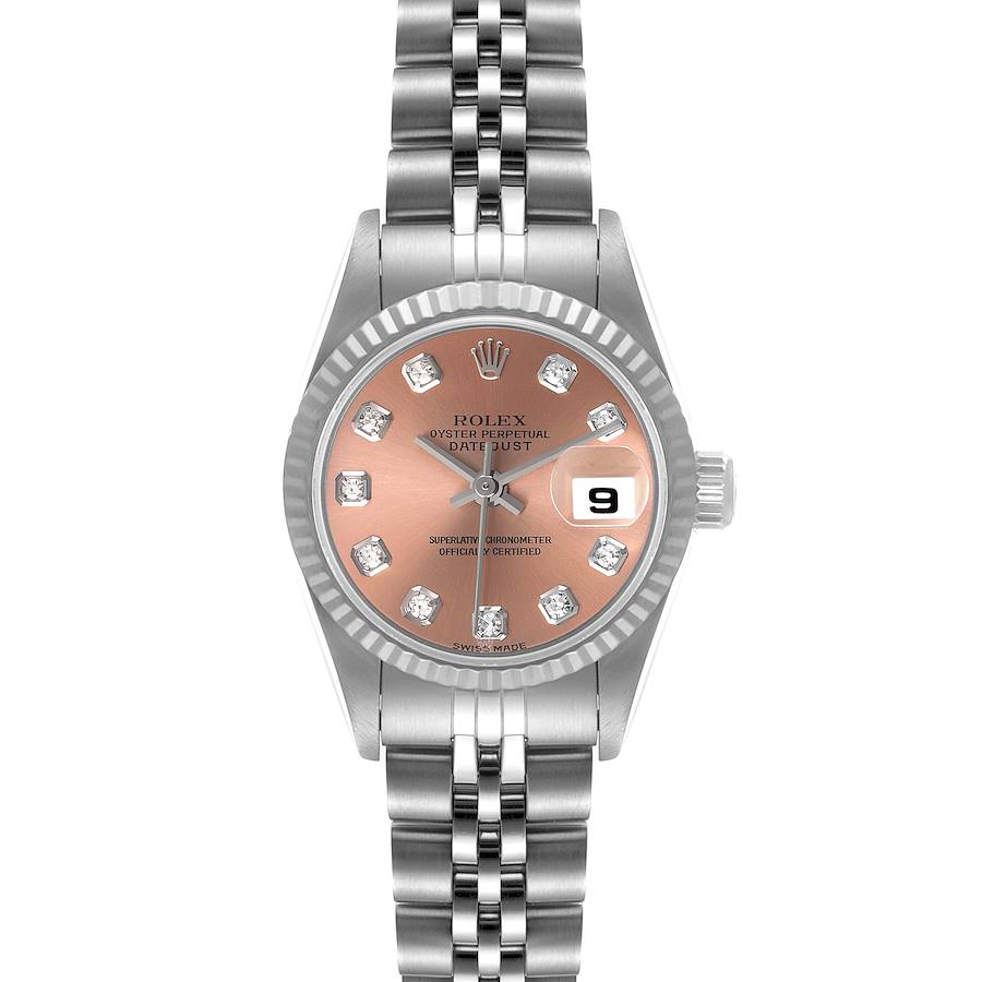 Rolex Datejust Steel White Gold Salmon Diamond Dial Ladies Watch 79174 Papers SwissWatchExpo