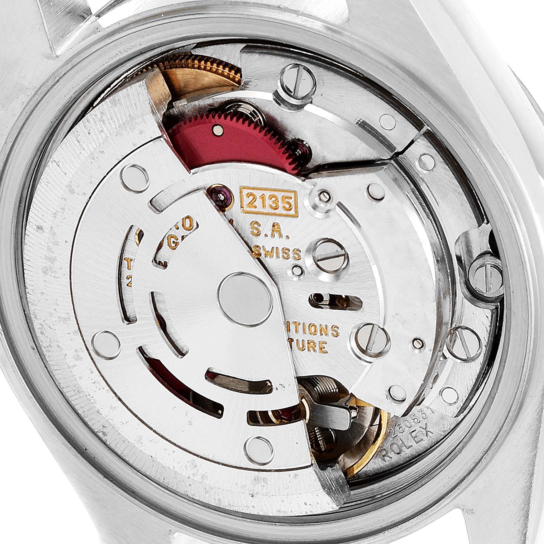 The image shows a close-up of the movement mechanism of a Rolex Datejust 69174 Women's Stainless Steel Silver Dial 69174 Women's Stainless Steel Silver Dial watch.