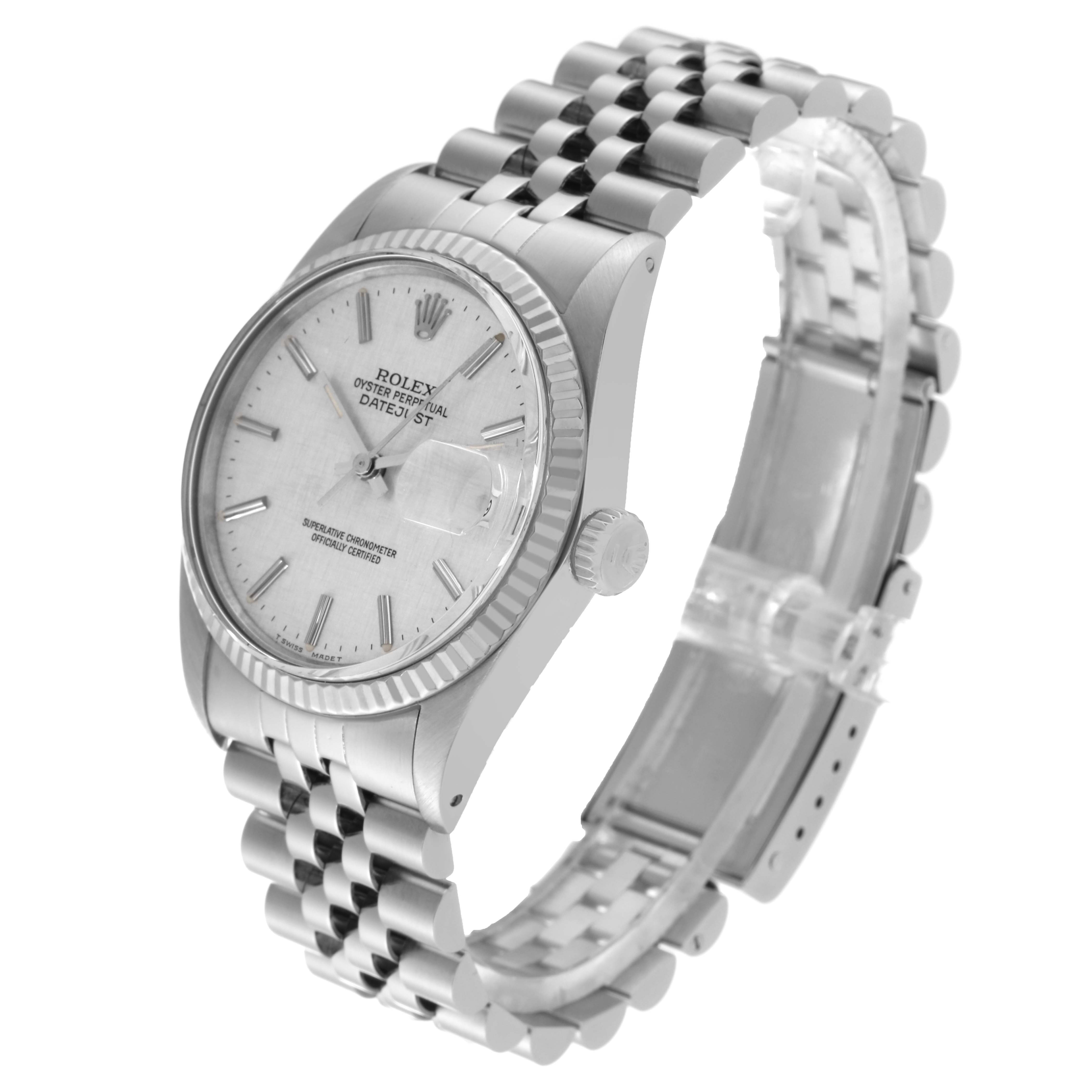 The Rolex Vintage Collection 16014 Men
s Stainless Steel Silver Dial 16014 Men
s Stainless Steel Silver Dial watch is shown at a three-quarter angle, highlighting the dial, bezel, crown, and bracelet.
