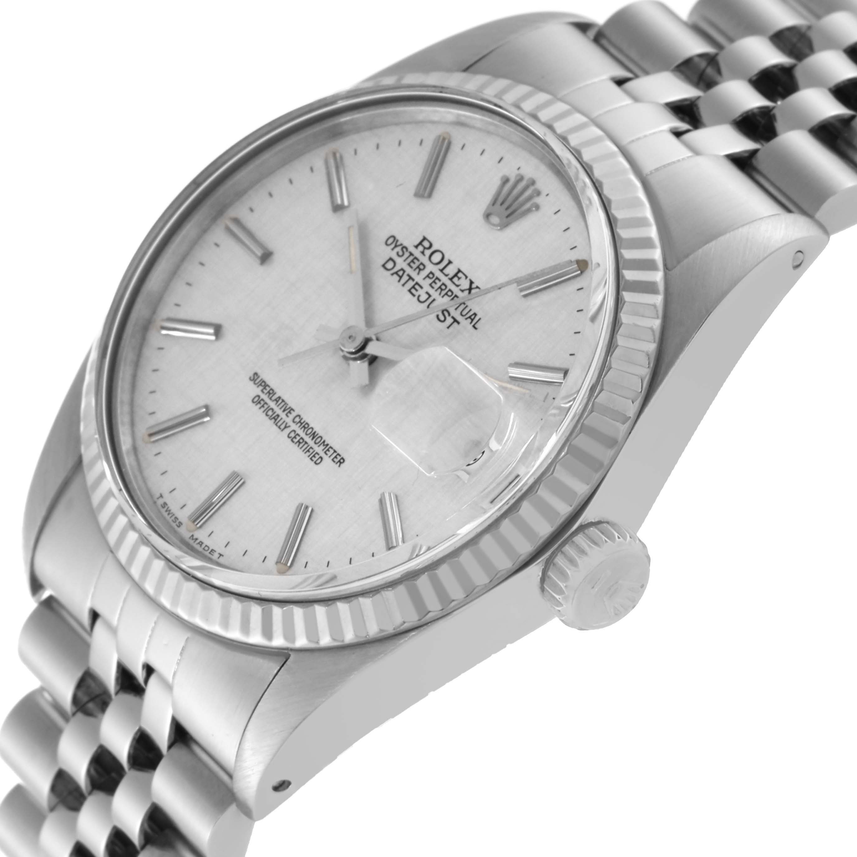 The Rolex Vintage Collection 16014 Men
s Stainless Steel Silver Dial 16014 Men
s Stainless Steel Silver Dial model is shown from a 3/4 angle focusing on the watch face, bezel, crown, and partial bracelet.