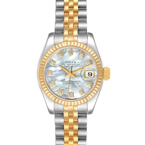 Photo of Rolex Datejust Steel Yellow Gold MOP Diamond Ladies Watch 179173 Box Card