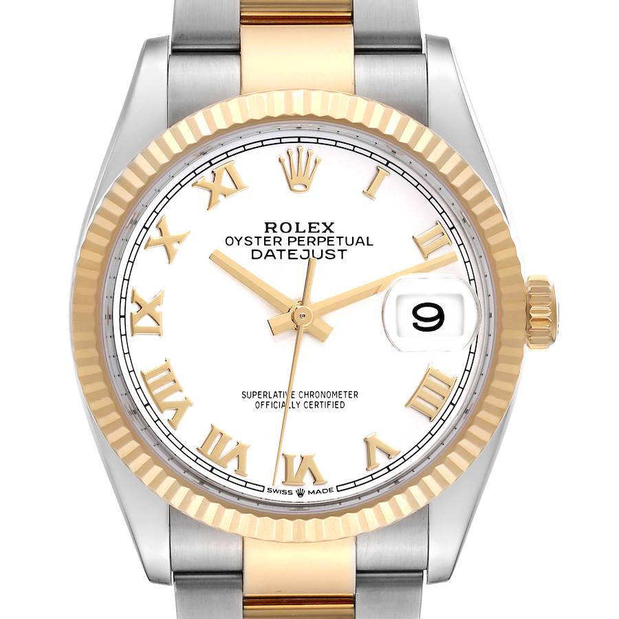 Rolex Datejust Steel Yellow Gold White Dial Mens Watch 126233 Box Card SwissWatchExpo