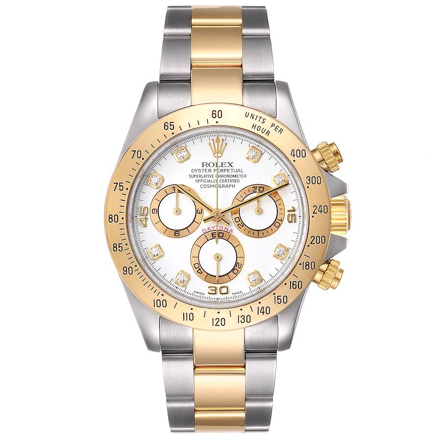 Daytona Steel Yellow Gold White Diamond Dial Watch 116523 | SwissWatchExpo