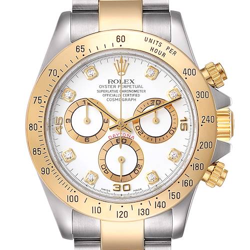Photo of Rolex Daytona Steel Yellow Gold White Diamond Dial Mens Watch 116523
