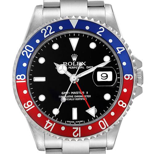 Photo of Rolex GMT Master II Blue Red Pepsi Error Dial Steel Mens Watch 16710 Box Papers