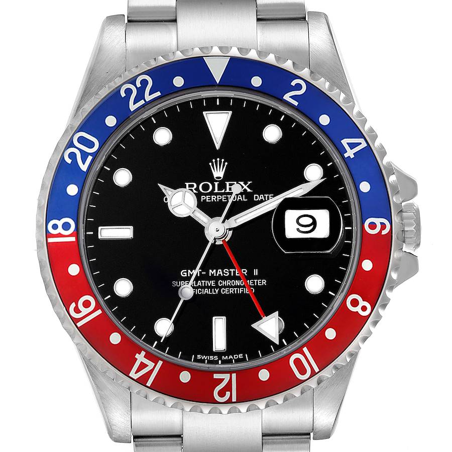 Rolex GMT Master II Blue Red Pepsi Error Dial Steel Mens Watch 16710 Box Papers SwissWatchExpo