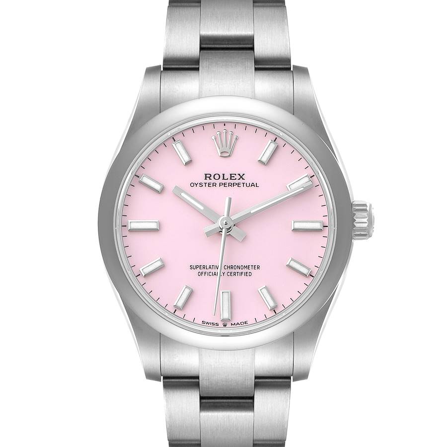 Rolex Midsize 31mm Candy Pink Dial Automatic Steel Ladies Watch 277200 Box Card SwissWatchExpo