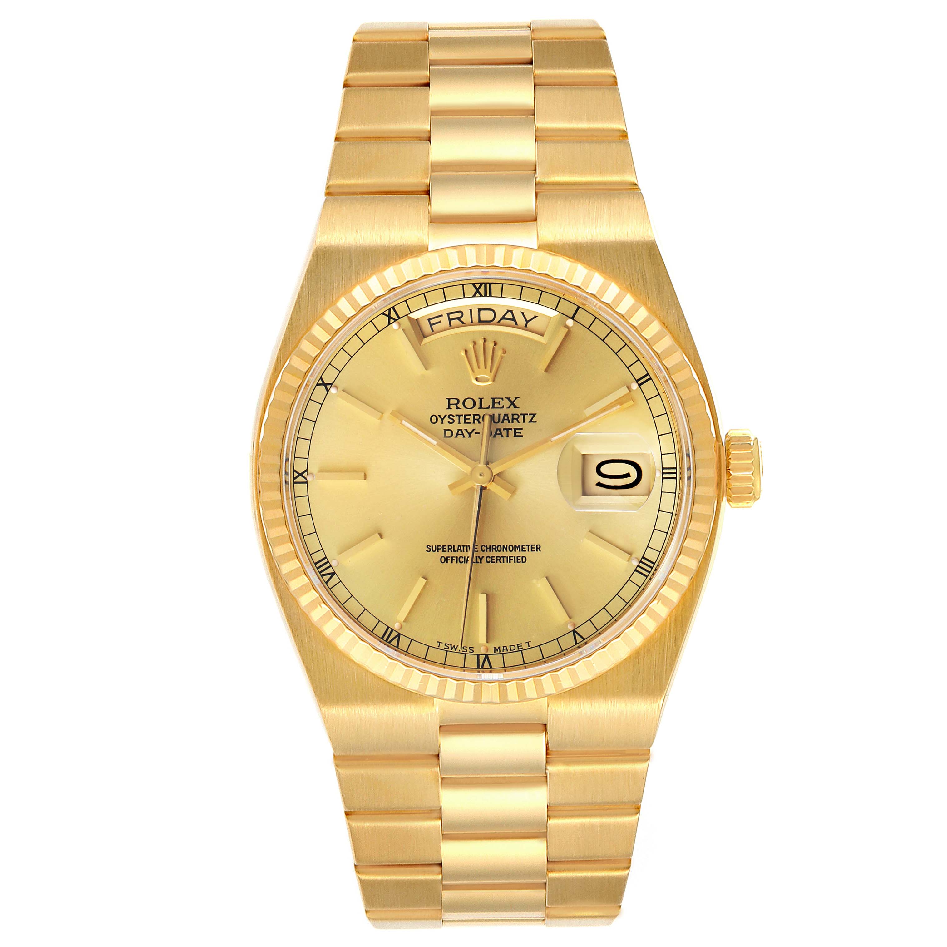 Rolex Oysterquartz President Day-Date Yellow Gold Mens Watch 19018 ...