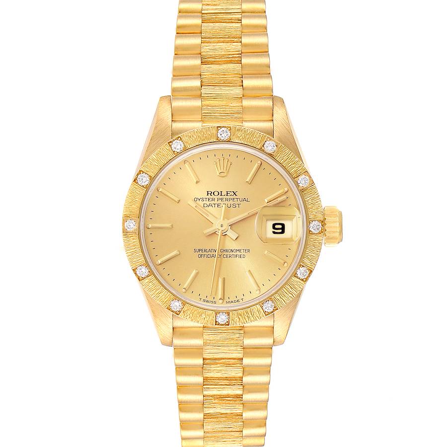 Rolex President Datejust Yellow Gold Diamond Ladies Watch 69288 Box Papers SwissWatchExpo