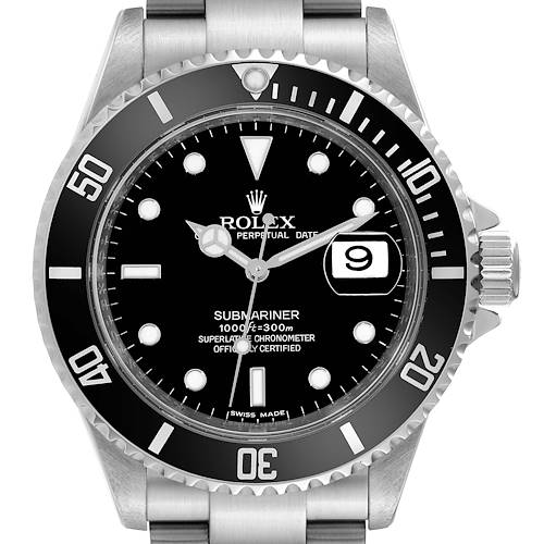 Photo of Rolex Submariner Date Black Dial Steel Mens Watch 16610 Box Card