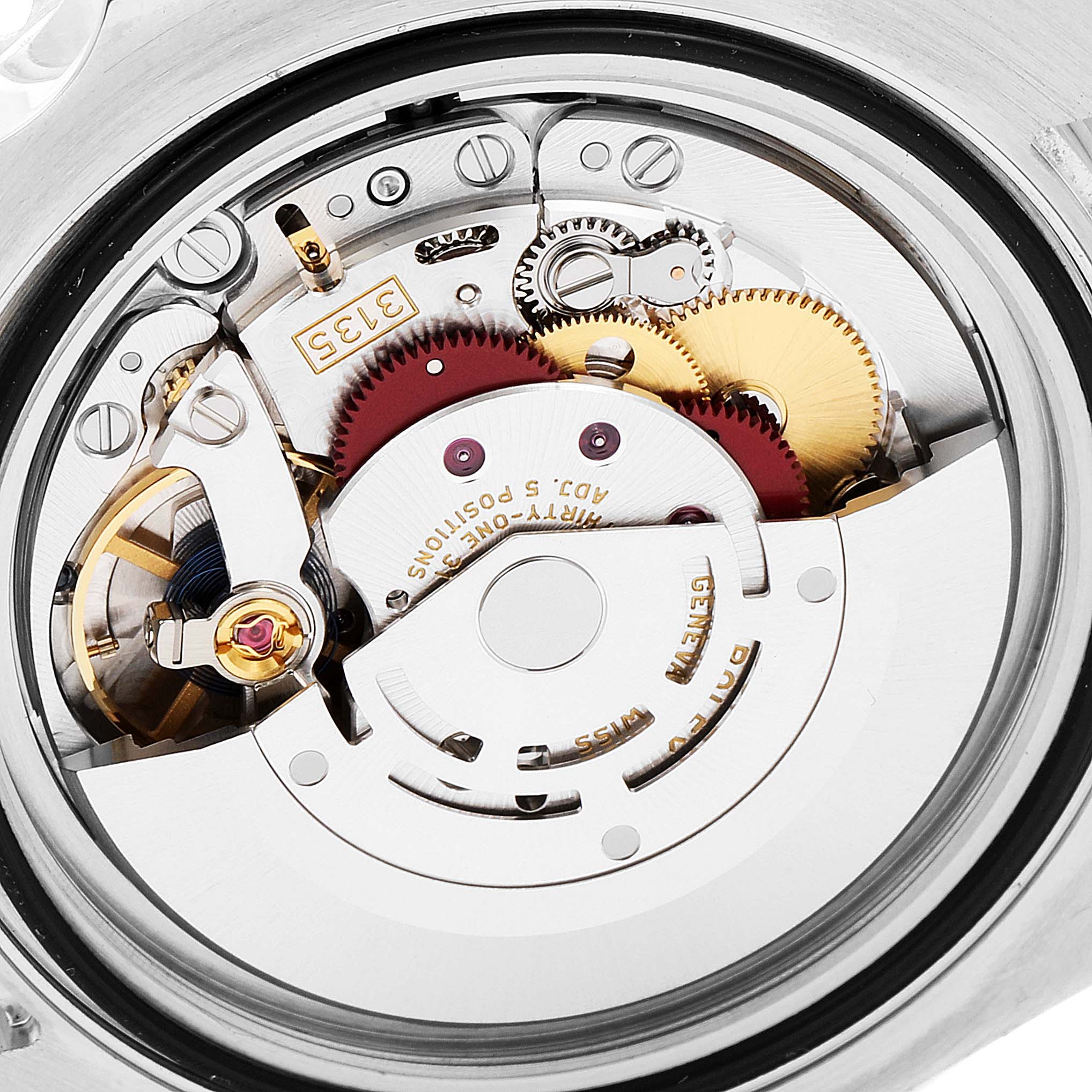 This image shows the intricate internal movement components of a Rolex Submariner 116610LV Men's Stainless Steel Green Dial 116610LV Men's Stainless Steel Green Dial watch, viewed from the back.