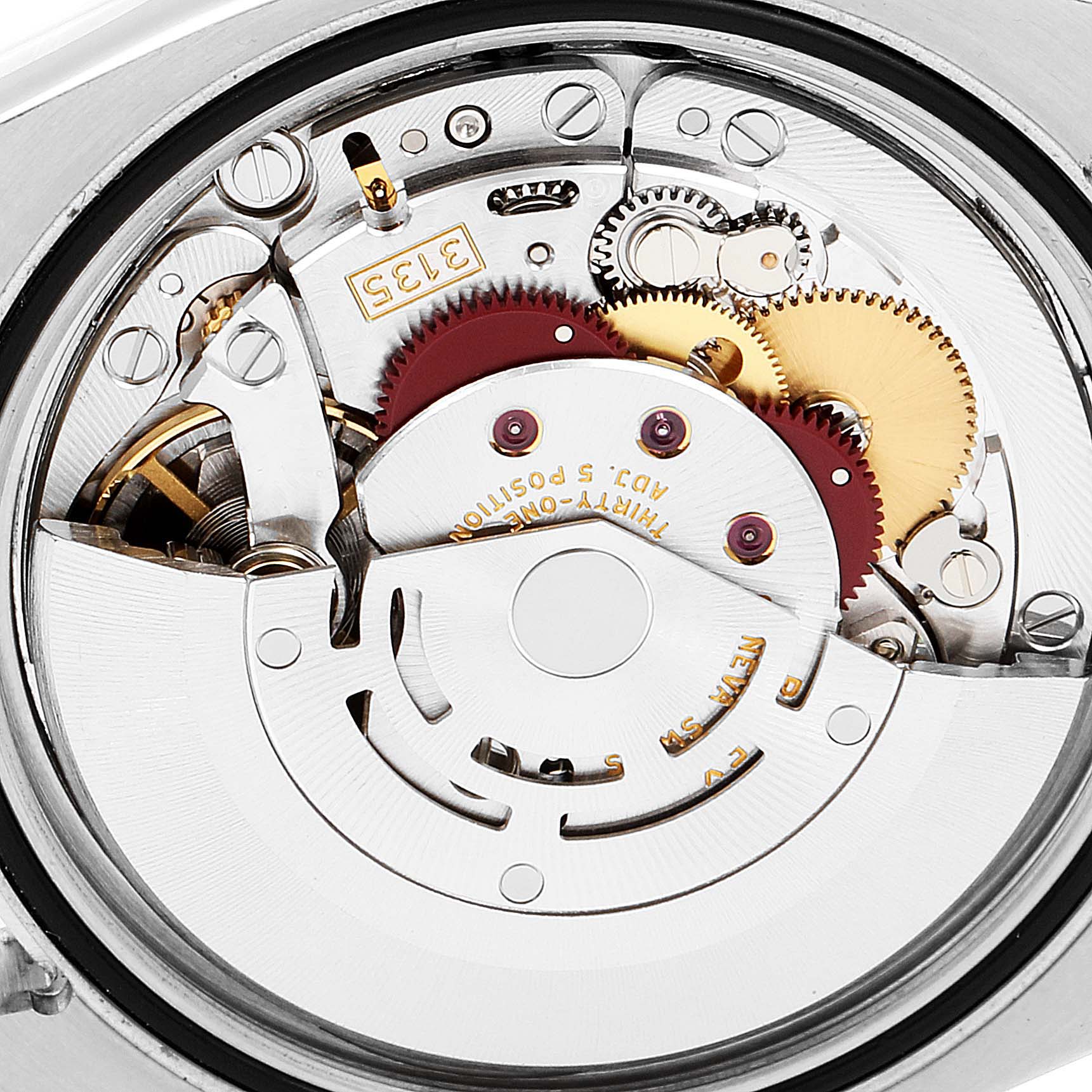 This image shows the internal mechanical movement of the Rolex Turn-o-Graph 116261 Men
s Steel and Gold (two tone) Black Dial 116261 Men
s Steel and Gold (two tone) Black Dial watch.