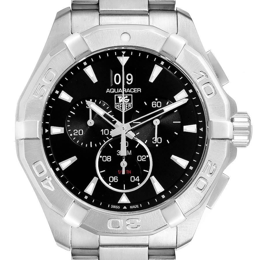 Tag Heuer Aquaracer Black Dial Chronograph Steel Mens Watch CAY1110 SwissWatchExpo