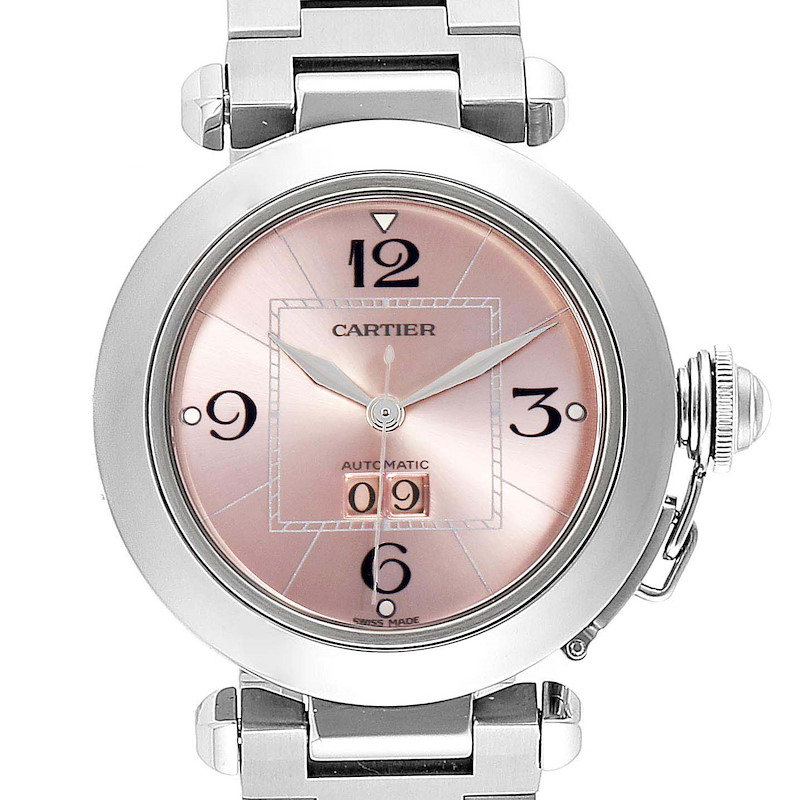Cartier Pasha Big Date 35mm Pink Dial Steel Ladies Watch W31058M7  SwissWatchExpo