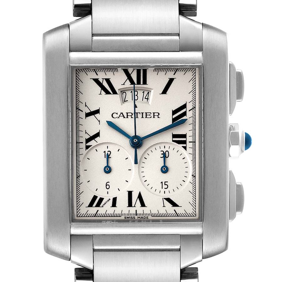 Cartier Tank Francaise Chronograph Steel Mens Watch W51024Q3 SwissWatchExpo