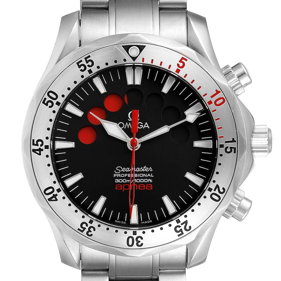 Omega Seamaster Apnea Jacques Mayol Black Dial Mens Watch 2595.50.00 Card SwissWatchExpo