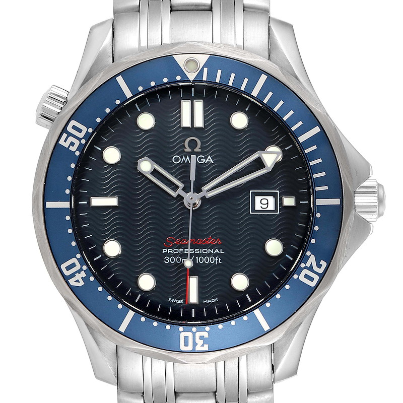 Omega Seamaster Bond 300M Blue Wave Dial Mens Watch 2221.80.00  SwissWatchExpo