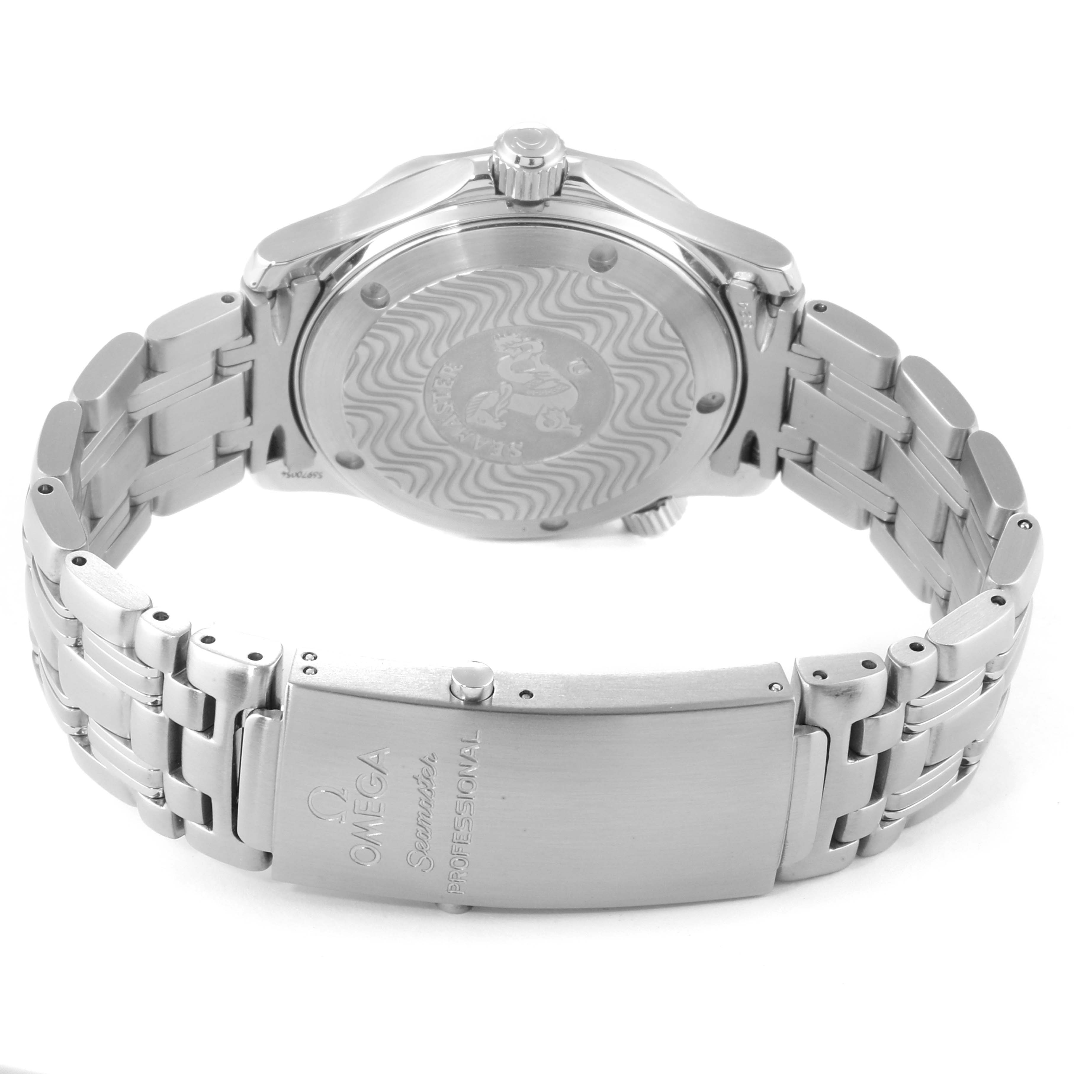 This image shows the back case and bracelet clasp of the Omega Seamaster 2262.50.00  Men
s Stainless Steel Black Dial 2262.50.00  Men
s Stainless Steel Black Dial watch.