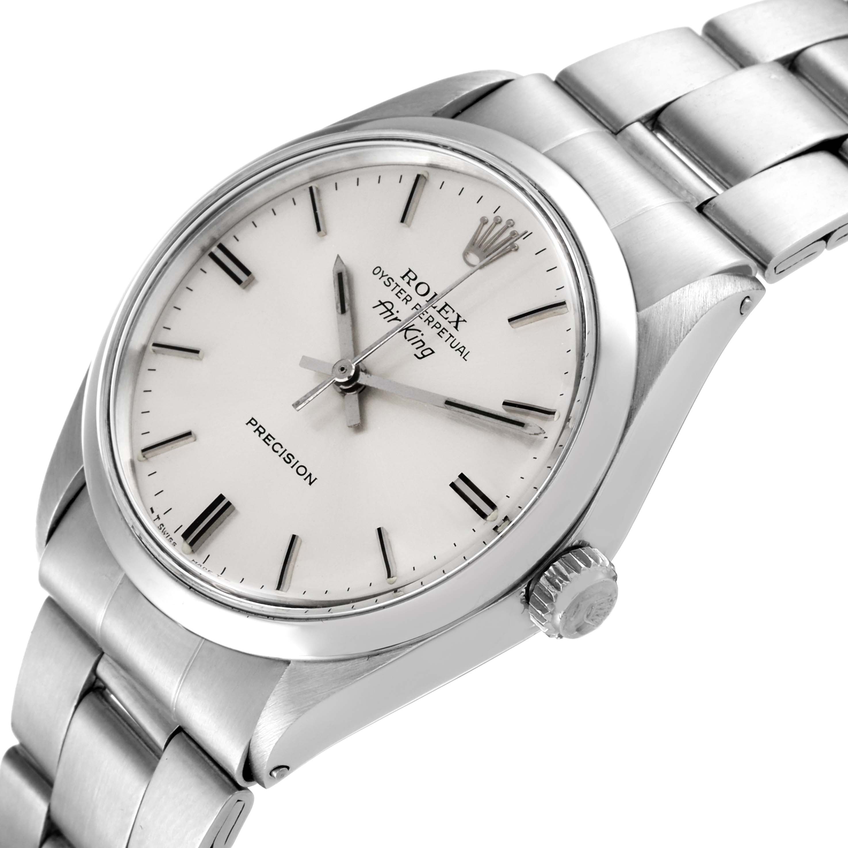 The Rolex Vintage Collection 5500 Men's Stainless Steel Silver Dial 5500 Men's Stainless Steel Silver Dial model is shown at an angle displaying the dial, crown, and part of the bracelet.