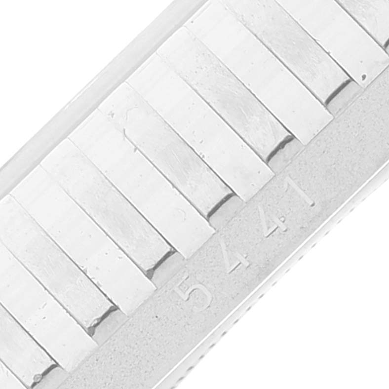 This image shows a close-up angle of the band links and part of the model number for a Rolex Cellini 5441 Men
s White Gold Silver Dial 5441 Men
s White Gold Silver Dial watch.